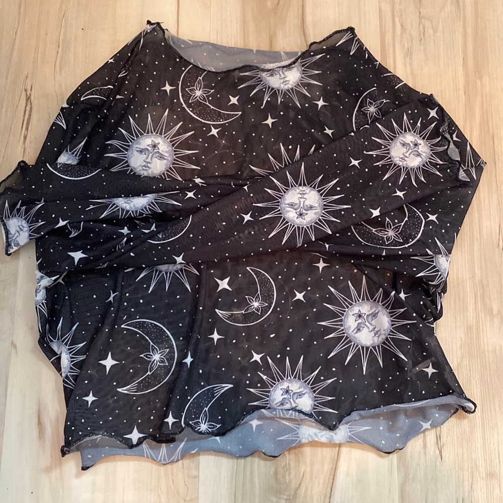 Sheer stars/moon crop top